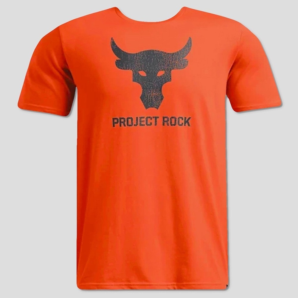 Under Armour Project Rock Playoff Tee / T-Shirt - NWT Mens XL Orange - #49646-L5